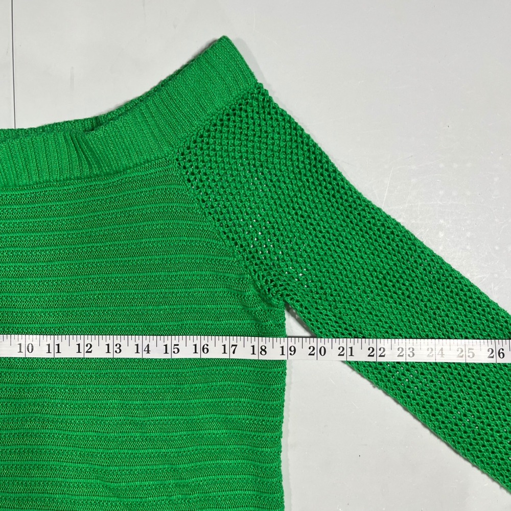 NY&CO Y2K Kelly Green Open Knit Sweater Preppy Old Money Indie Granola Large - Picture 5 of 9